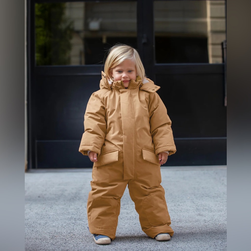 Kids Tan Puffer Snow Suit Jacket - Brand